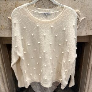 Madewell Cream Pom-Pom Crew Neck Sweater